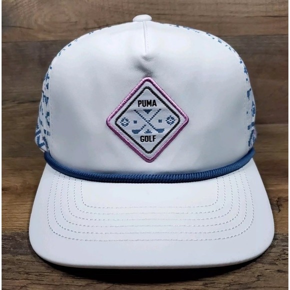 Puma Other - PUMA Men's 5-Panel Tech Snapback Golf Hat Cap White Glow - Blue NEW